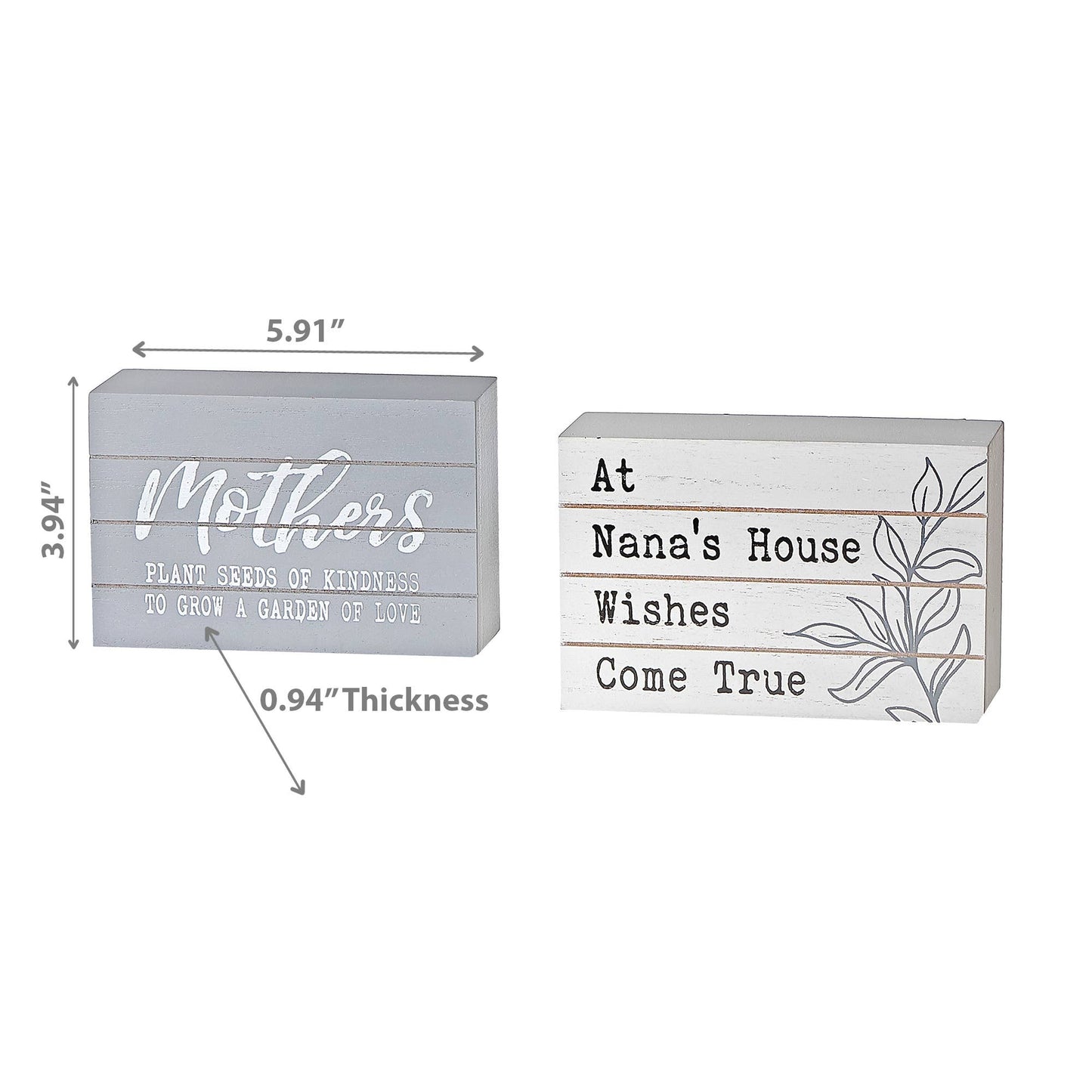 IH Casa Decor - Rect. Wood Sign Mothers/Nana Asstd: Multi
