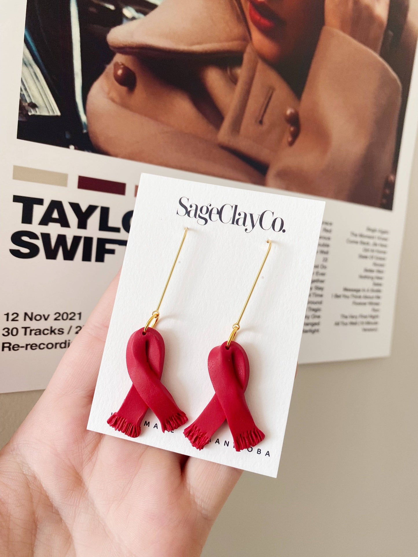 Taylor Swift Scarf Earrings | Handmade Polymer Clay Earrings