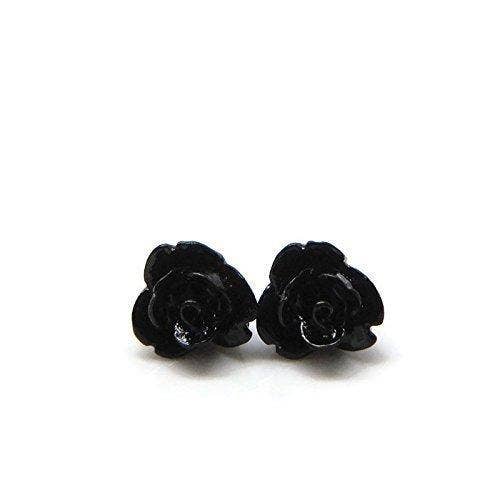 Pretty Smart - Teal Rose Stud Earrings, 9mm: Invisible Clip On