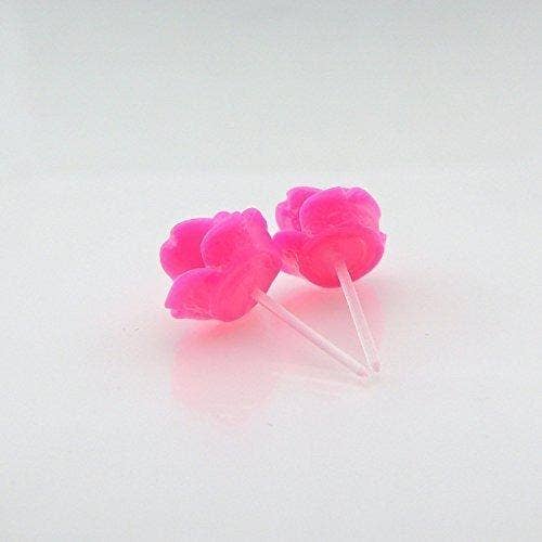 Pretty Smart - Teal Rose Stud Earrings, 9mm: Invisible Clip On