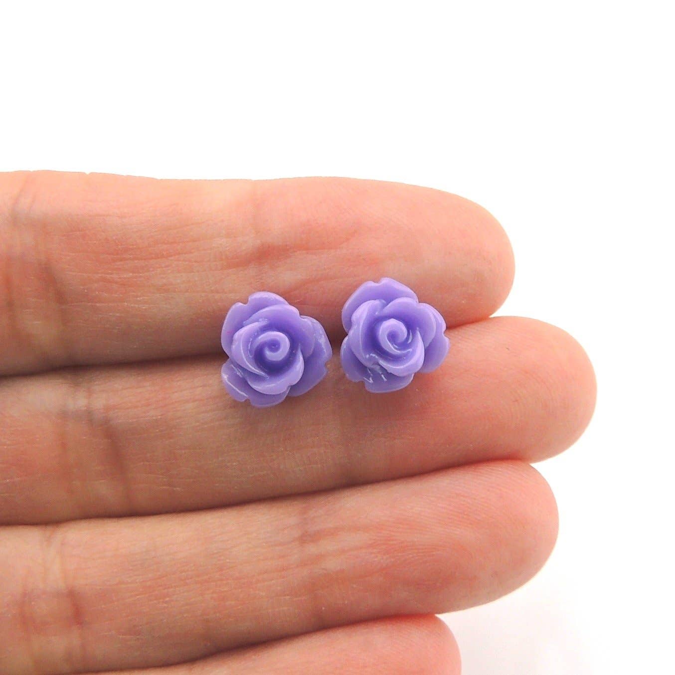 Pretty Smart - Teal Rose Stud Earrings, 9mm: Invisible Clip On