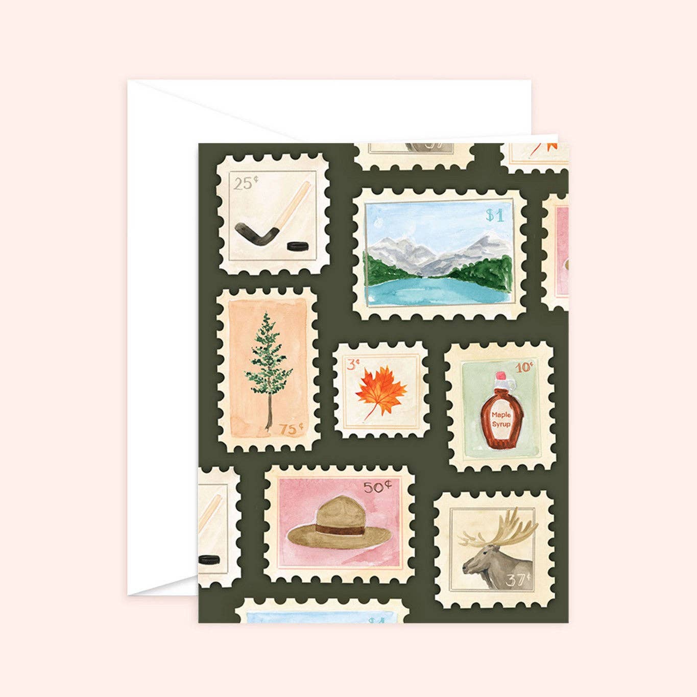 Almeida Illustrations - Canadian Stamps Card: White
