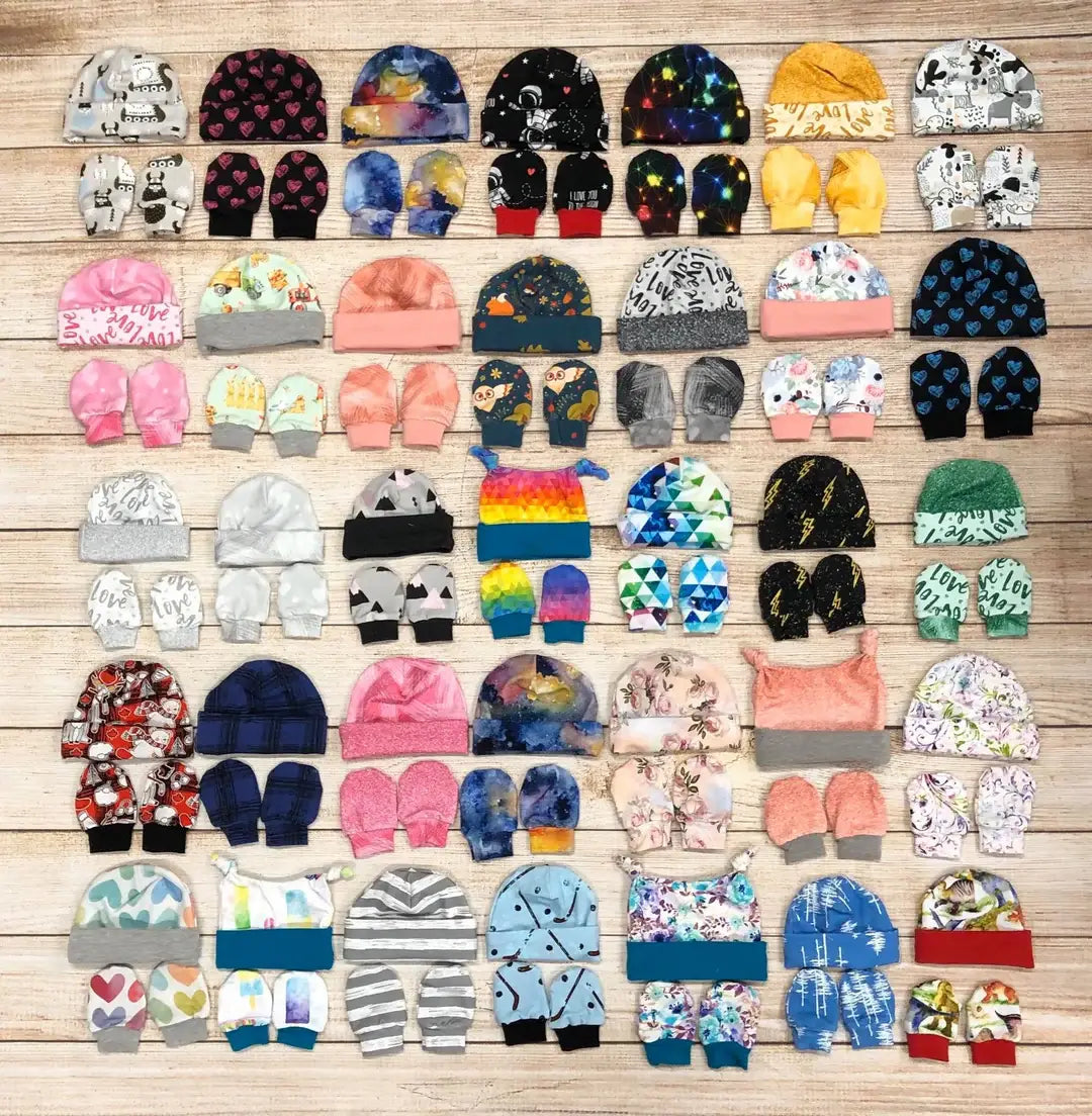 Busy Little Stitches - Newborn Meera's Mittens CL or CFT Assorted Prints