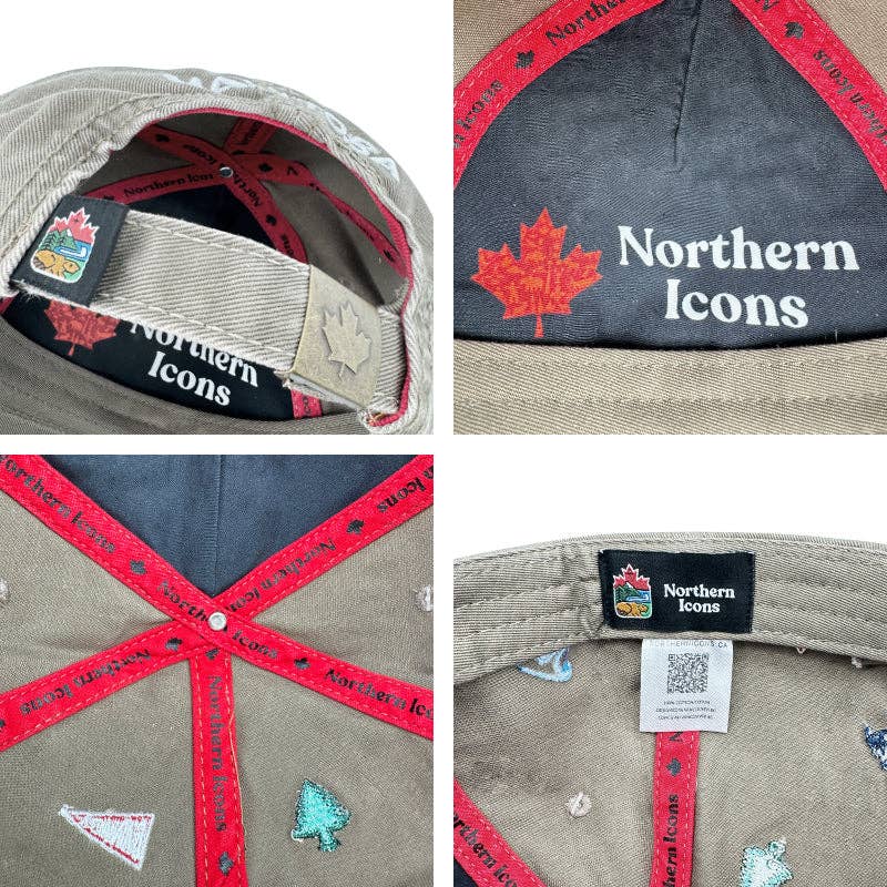 Northern Icons Creations INC - Canada Icons All-Over Embroidery Cotton Cap: Black
