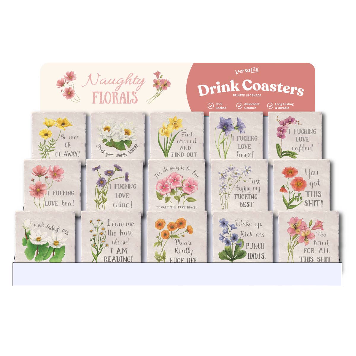 Versatile Coasters Canada - Naughty Florals Retailer Coasters