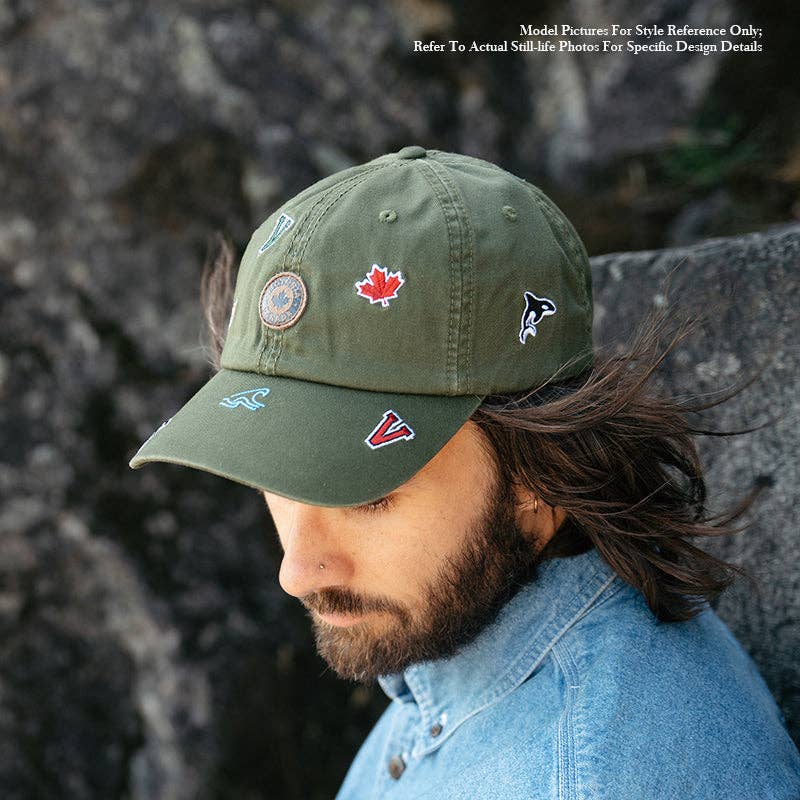 Northern Icons Creations INC - Canada Icons All-Over Embroidery Cotton Cap: Off white
