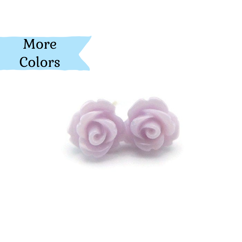 Pretty Smart - Teal Rose Stud Earrings, 9mm: Invisible Clip On