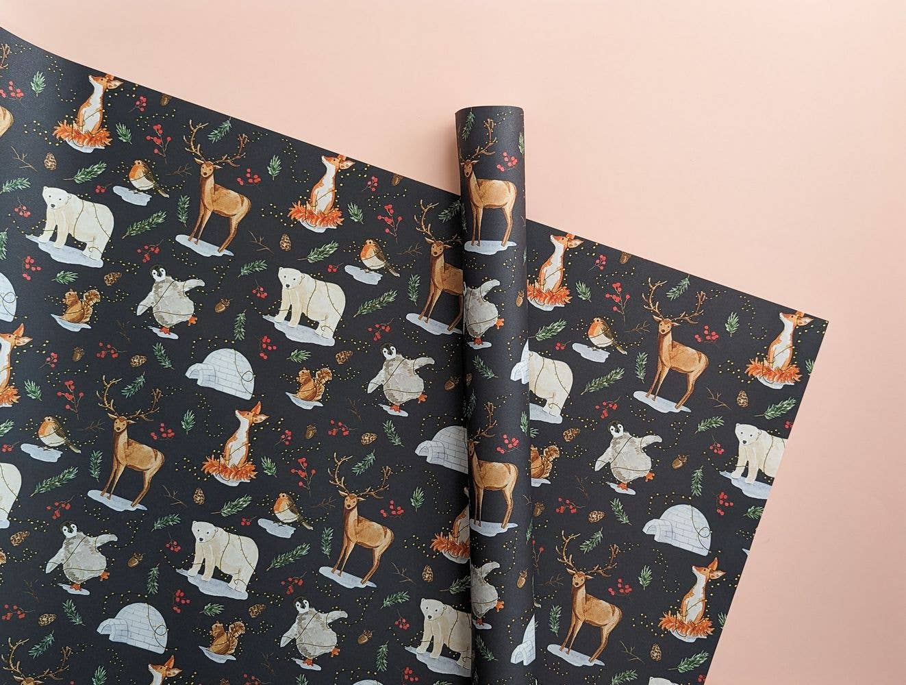 Almeida Illustrations - Festive Animals Christmas Gift Wrap: Single Sheet