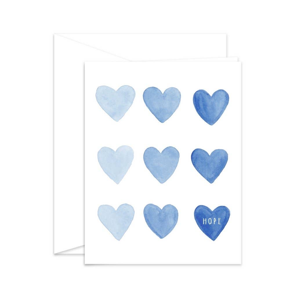 Almeida Illustrations - Hearts of Hope - Blue Encouragement & Sympathy Greeting Card: White