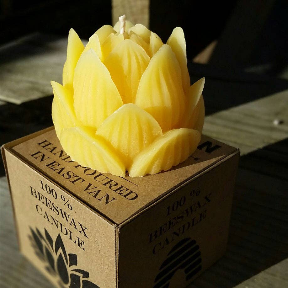 Eastvan bees - Lotus Flower - 100% Beeswax Candle: Natural Yellow