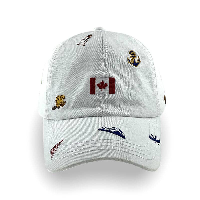 Northern Icons Creations INC - Canada Icons All-Over Embroidery Cotton Cap: Black