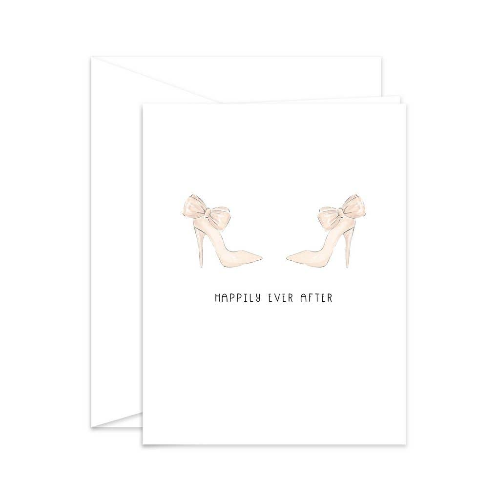 Almeida Illustrations - Happily Ever After Mrs + Mrs Newlywed Lesbian Gay LGBTQ+Greeting Card: White