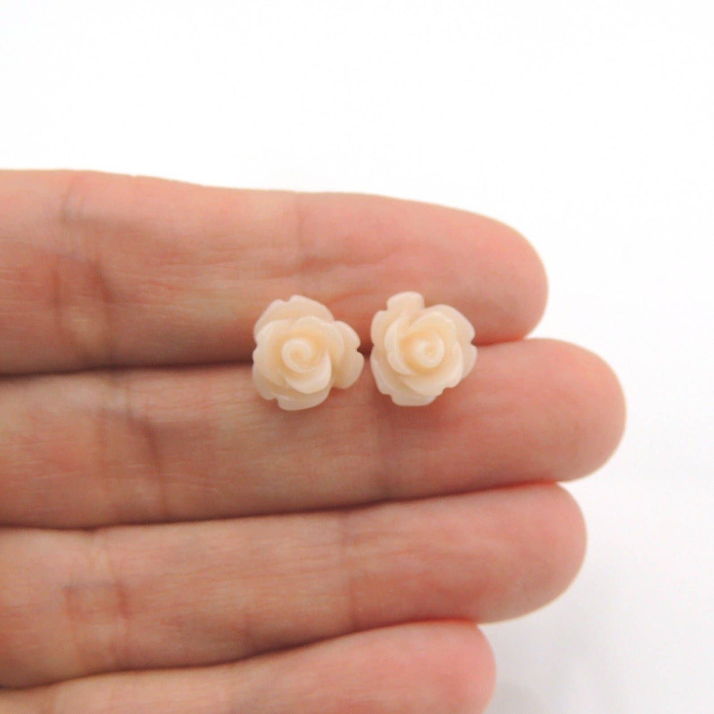 Pretty Smart - Teal Rose Stud Earrings, 9mm: Invisible Clip On