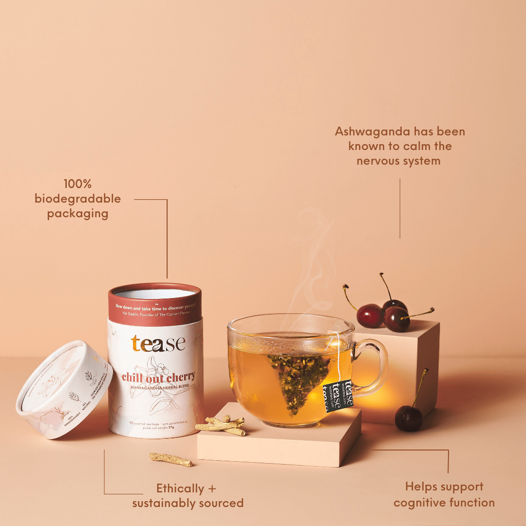 Tease | Wellness Tea Blends + Accessories - Chill Out Cherry Ashwagandha Mushroom Adaptogen Tea Blend
