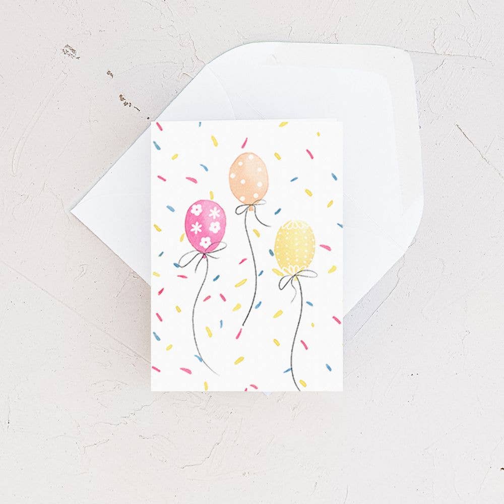 Almeida Illustrations - Mini Card - Cue the Confetti Balloon Birthday Enclosure Card