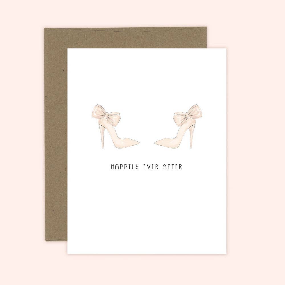 Almeida Illustrations - Happily Ever After Mrs + Mrs Newlywed Lesbian Gay LGBTQ+Greeting Card: White