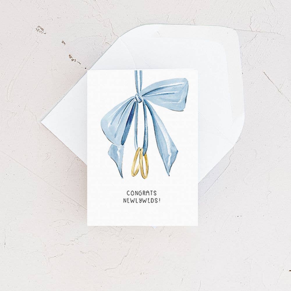 Almeida Illustrations - Mini Card - Wedding Rings & Bows Enclosure Card