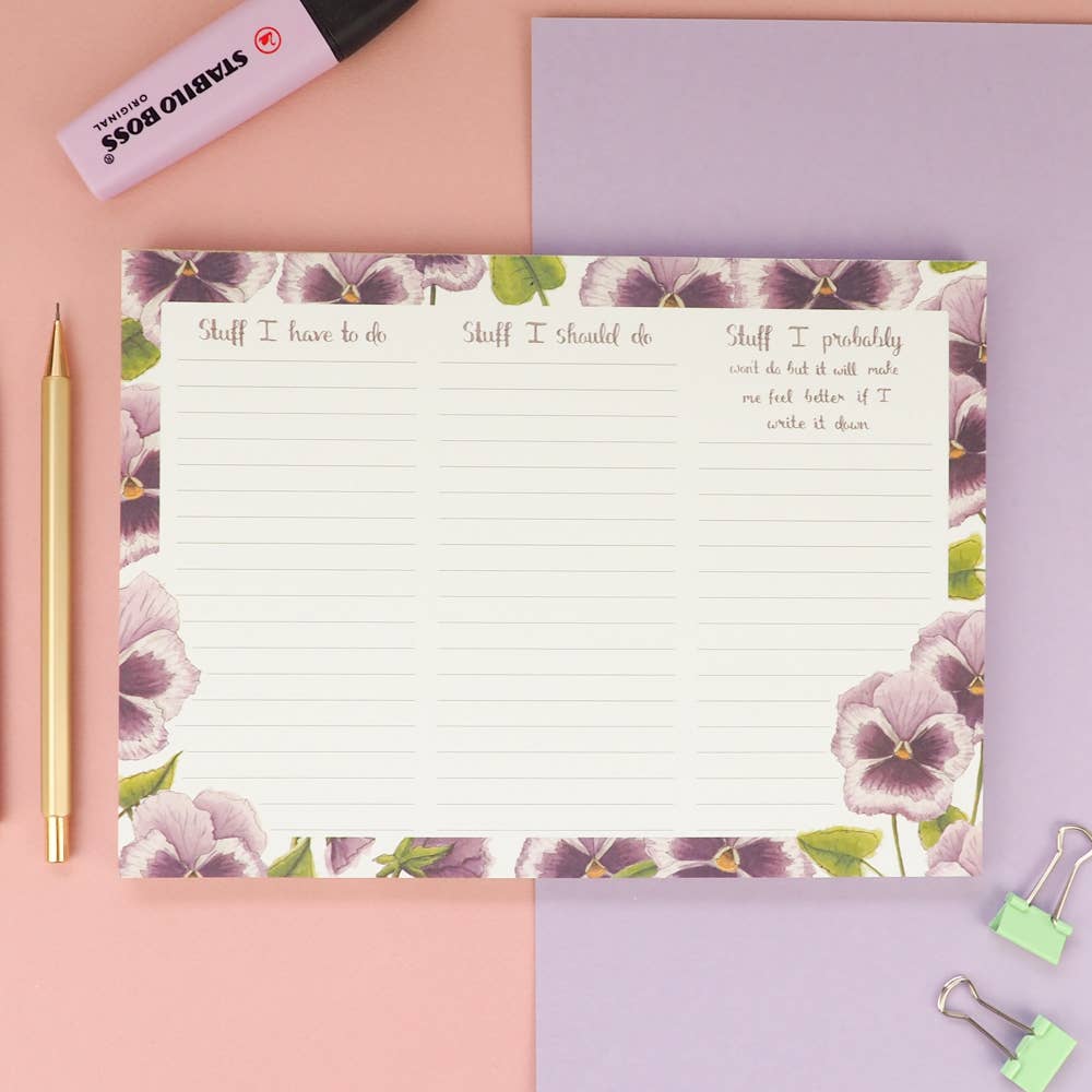 Stuff I Have to Do/ Stuff I Should Do Notepad -Naughty Florals