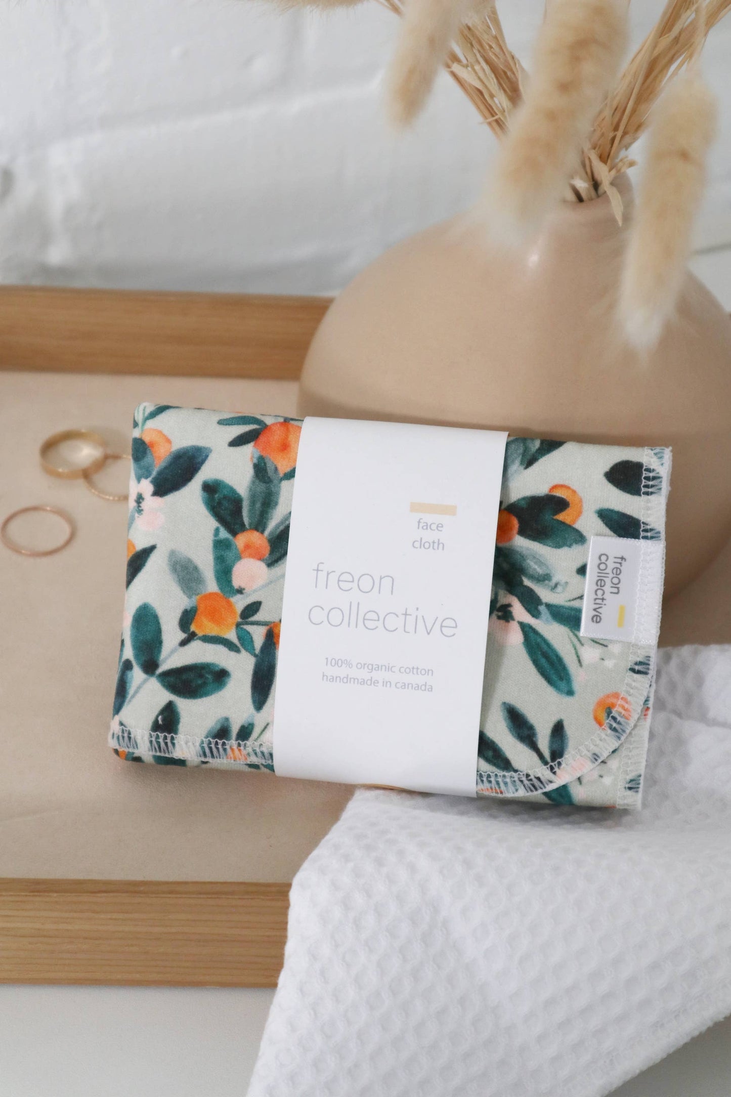 Organic Cotton Face Cloth - Sage Citrus - Freon Collective