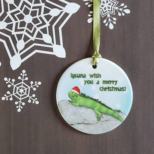Blue Rocket - Iguana Wish You A Merry Christmas Ornament