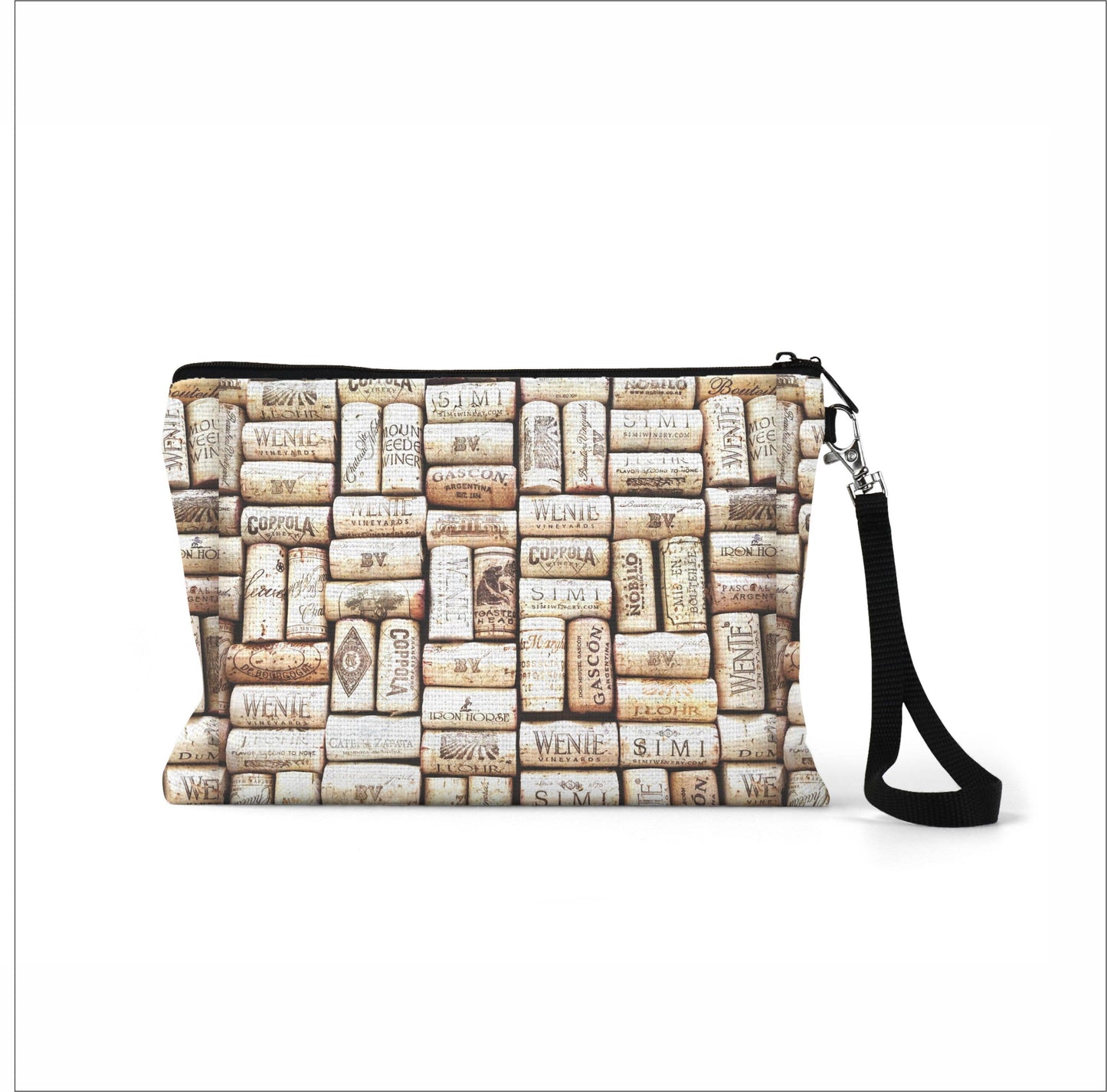 Giftologie - Wine Cork Collection Zippered Linen Accessory Blend Bag