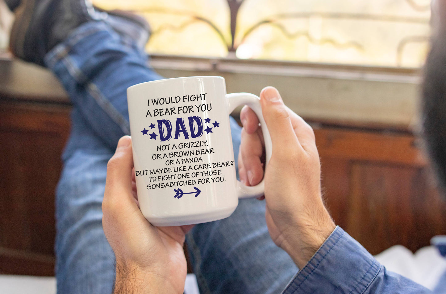 The Playful Pineapple - I Would Fight A Bear For You Dad Mug