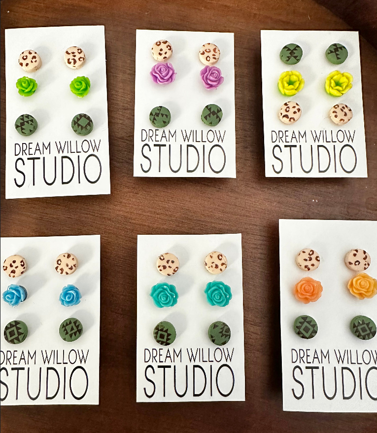 Flower Stud Packs - Set of 3 Studs