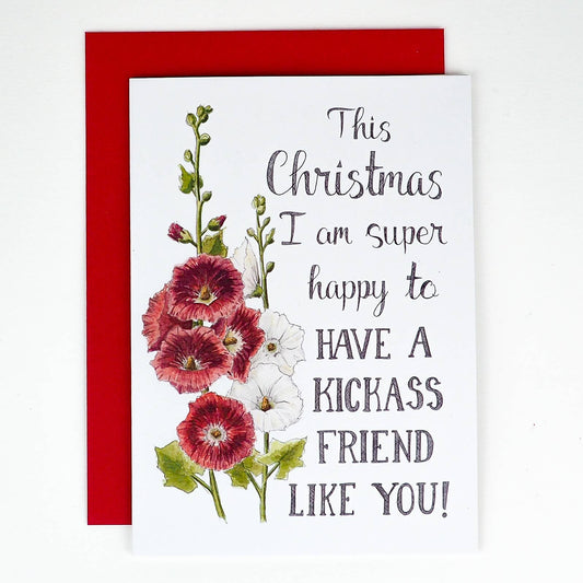 This Christmas I am Super Happy Card - Naughty Florals