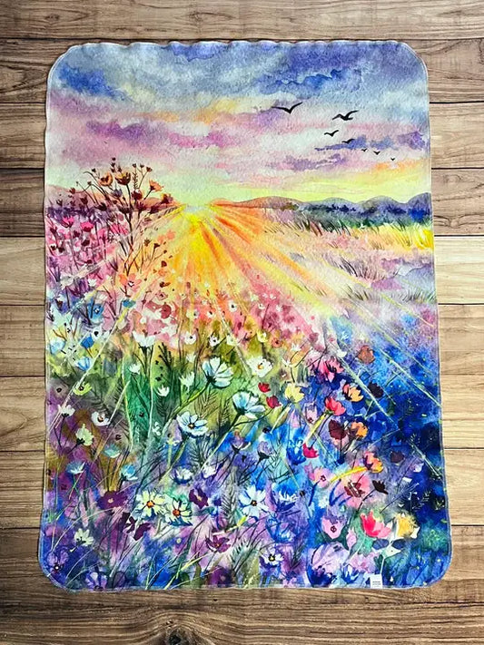 Busy Little Stitches - Sunburst Floral Toddler Blanket