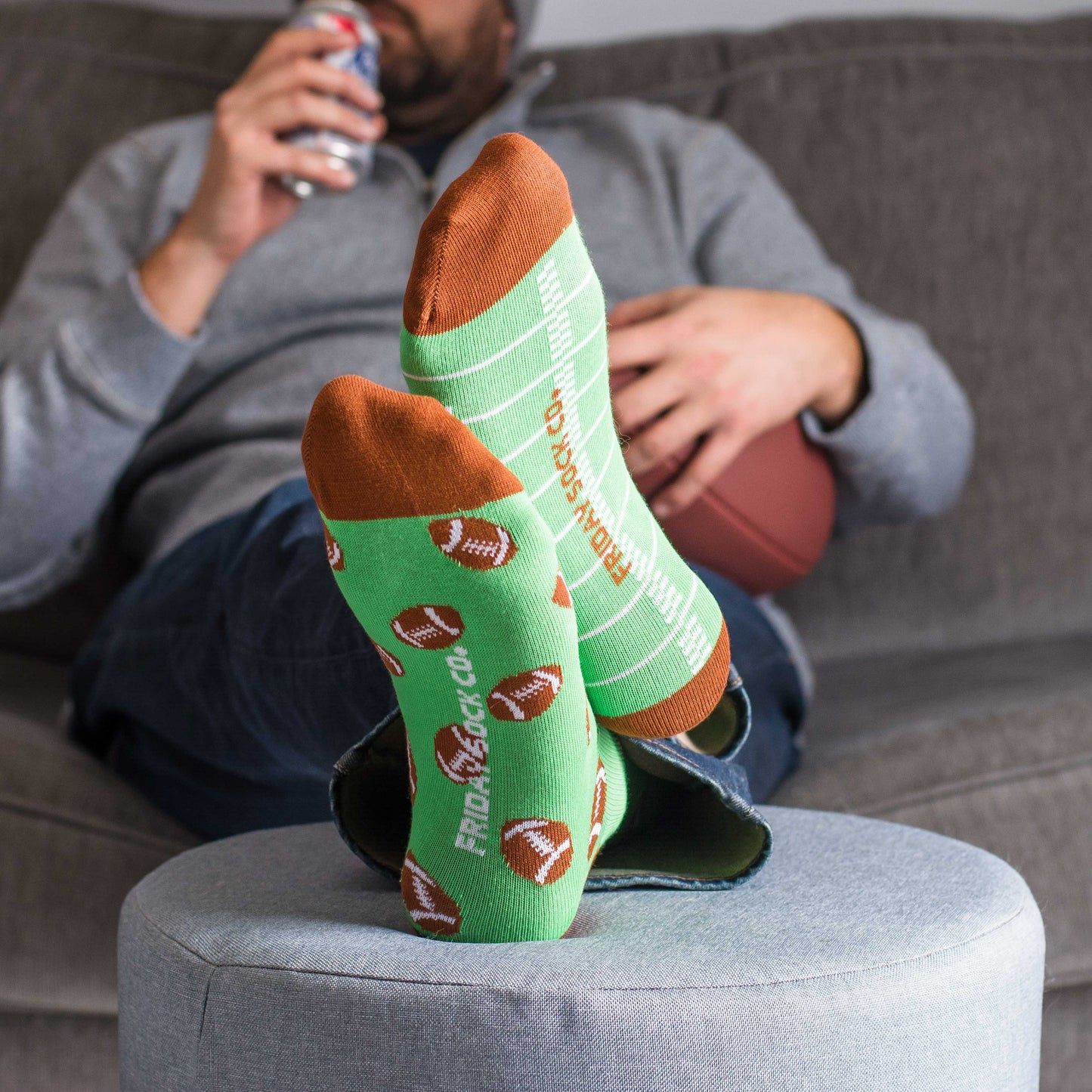 Friday Sock Co. - Men’s Football Mid-Calf Socks - Sports Fan Father's Day Gift: Men's 7 - 12