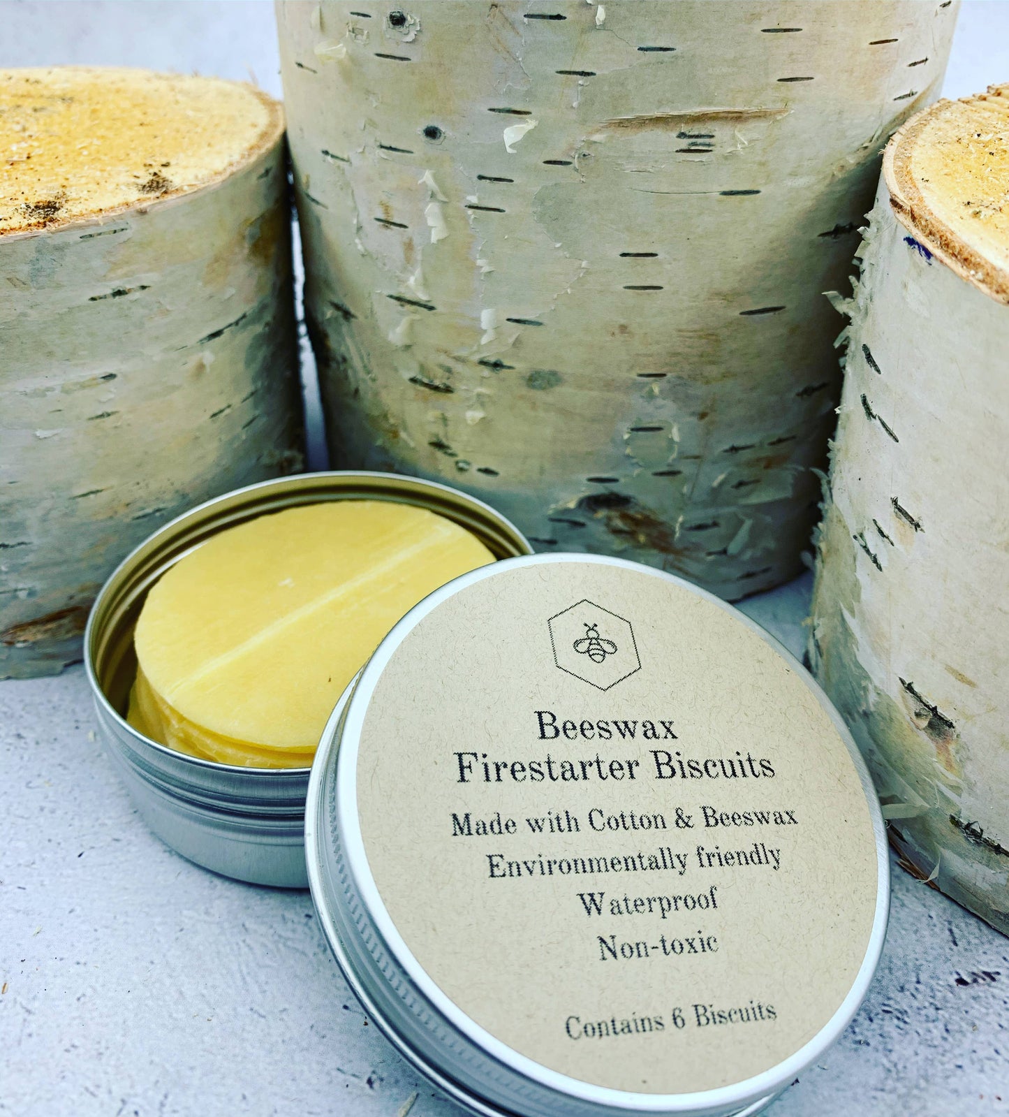 Tu-Bees Honey & Beeswax Candles - Beeswax Firestarter Biscuits