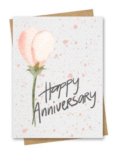 Paper Kuts - Watercolour Anniversary Greeting Card - Inc. Kraft Envelope: Square
