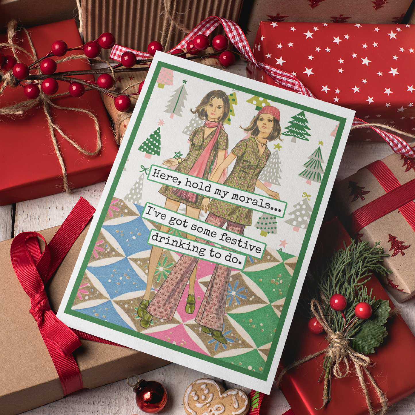 Raven's Rest Studio - Funny Christmas Card. I've Got Some Festive Drinking To Do.