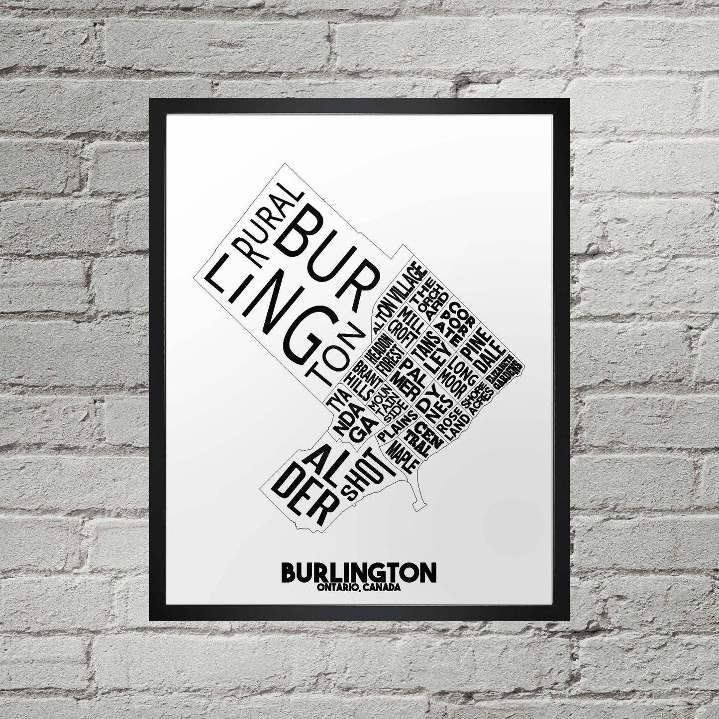 Damon D Chan - Burlington Ontario Neighbourhood Typography City Map Print: 8" x 10"