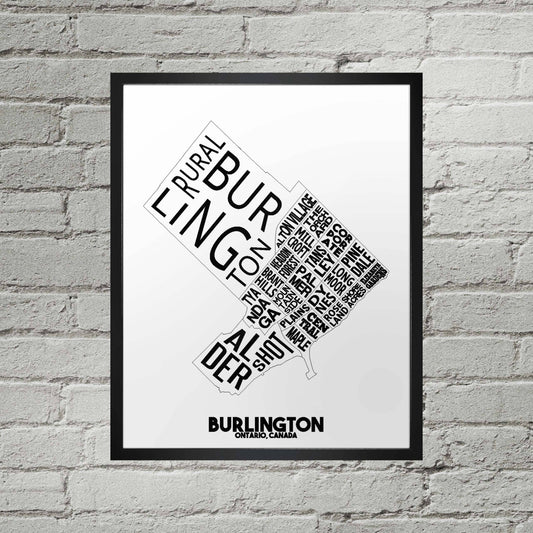 Damon D Chan - Burlington Ontario Neighbourhood Typography City Map Print: 11" x 14"