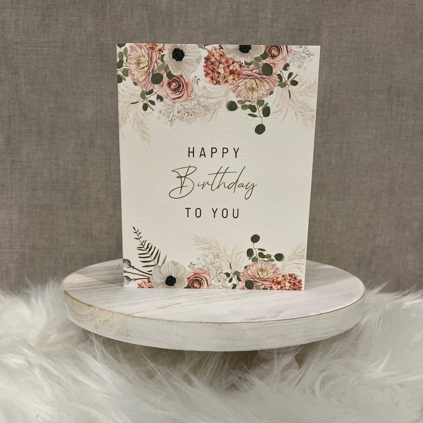 Paper Kuts - Pink Floral Happy Birthday Card, Includes Kraft Envelope: Square