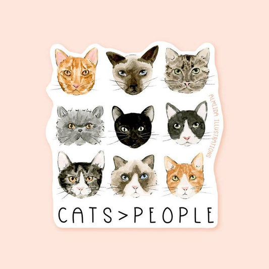 Almeida Illustrations - Cats > People Sticker | Funny Cat Sticker