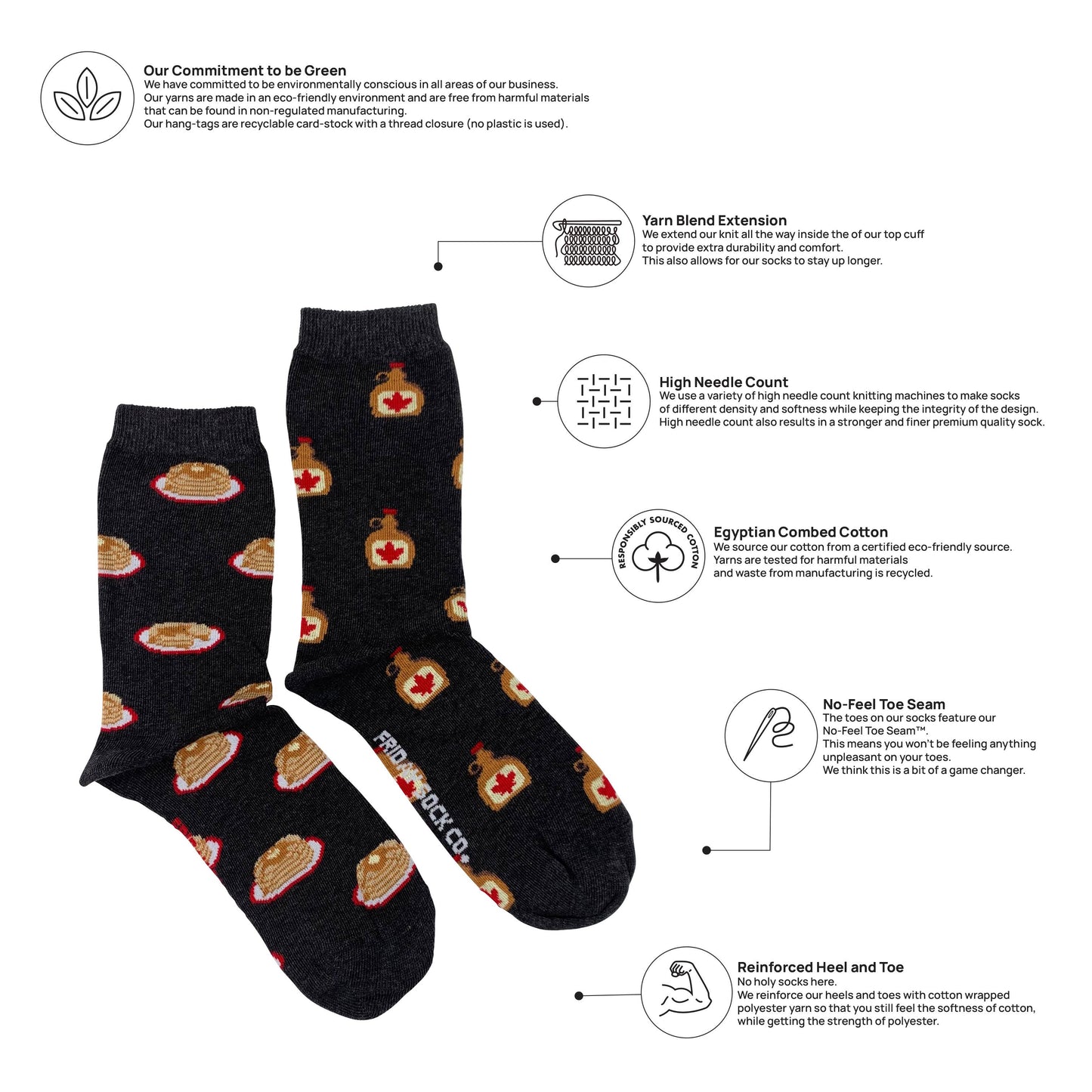 Friday Sock Co. - Women's Maple Syrup & Pancakes Socks: Women’s 5 – 10