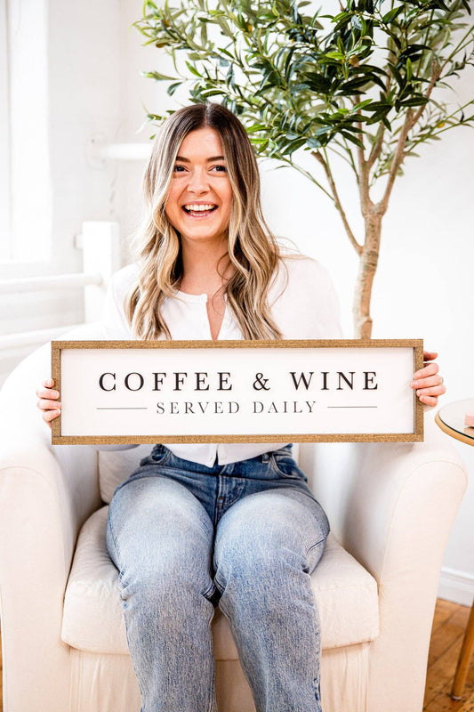 Notes in Knots - Coffee and Wine Served Daily Sign