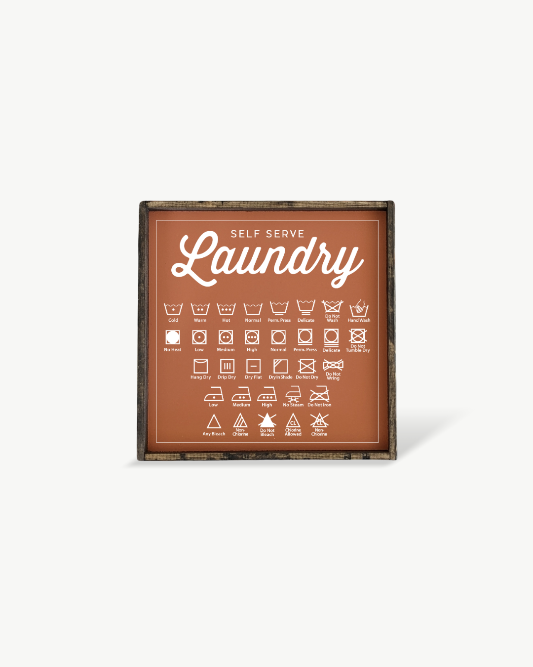 Williamraedesigns - Self Serve Laundry Symbols Framed Print - Laundry Room Decor: Black