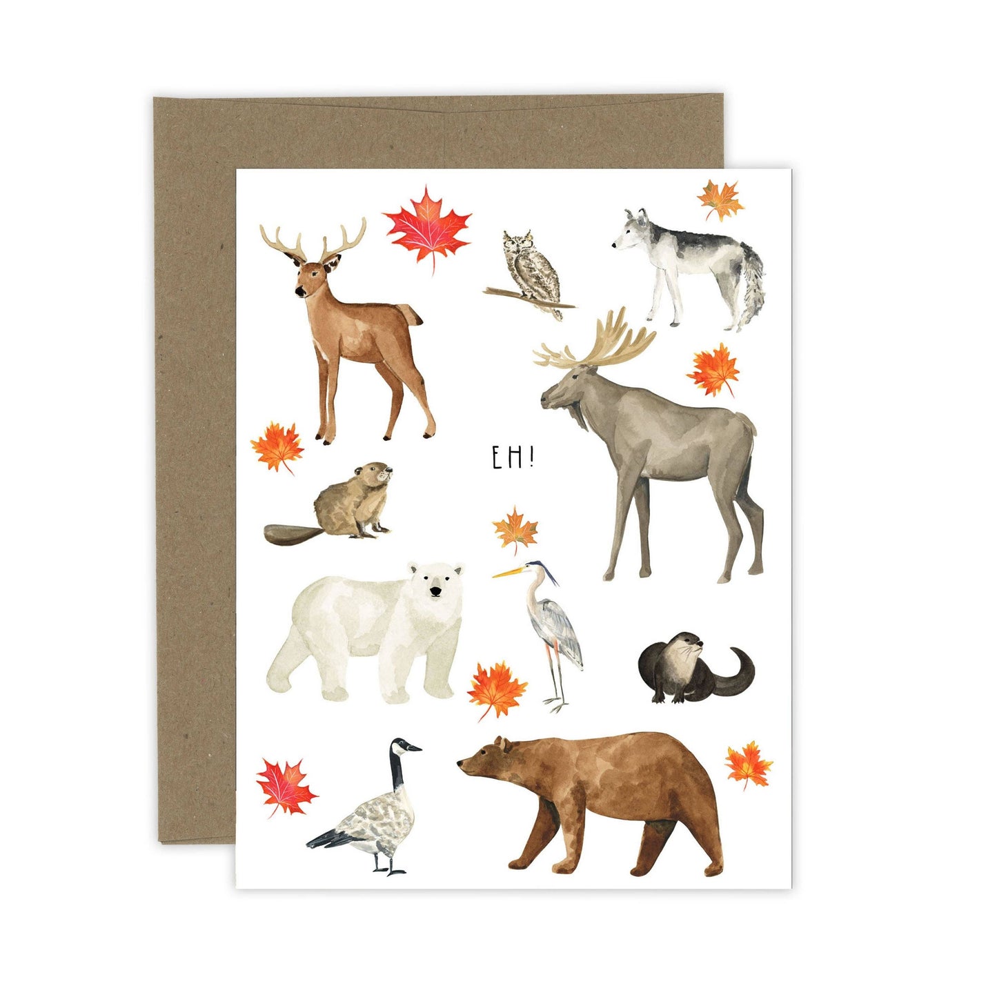 Almeida Illustrations - Canada Eh! Card | Canadian Animals: White