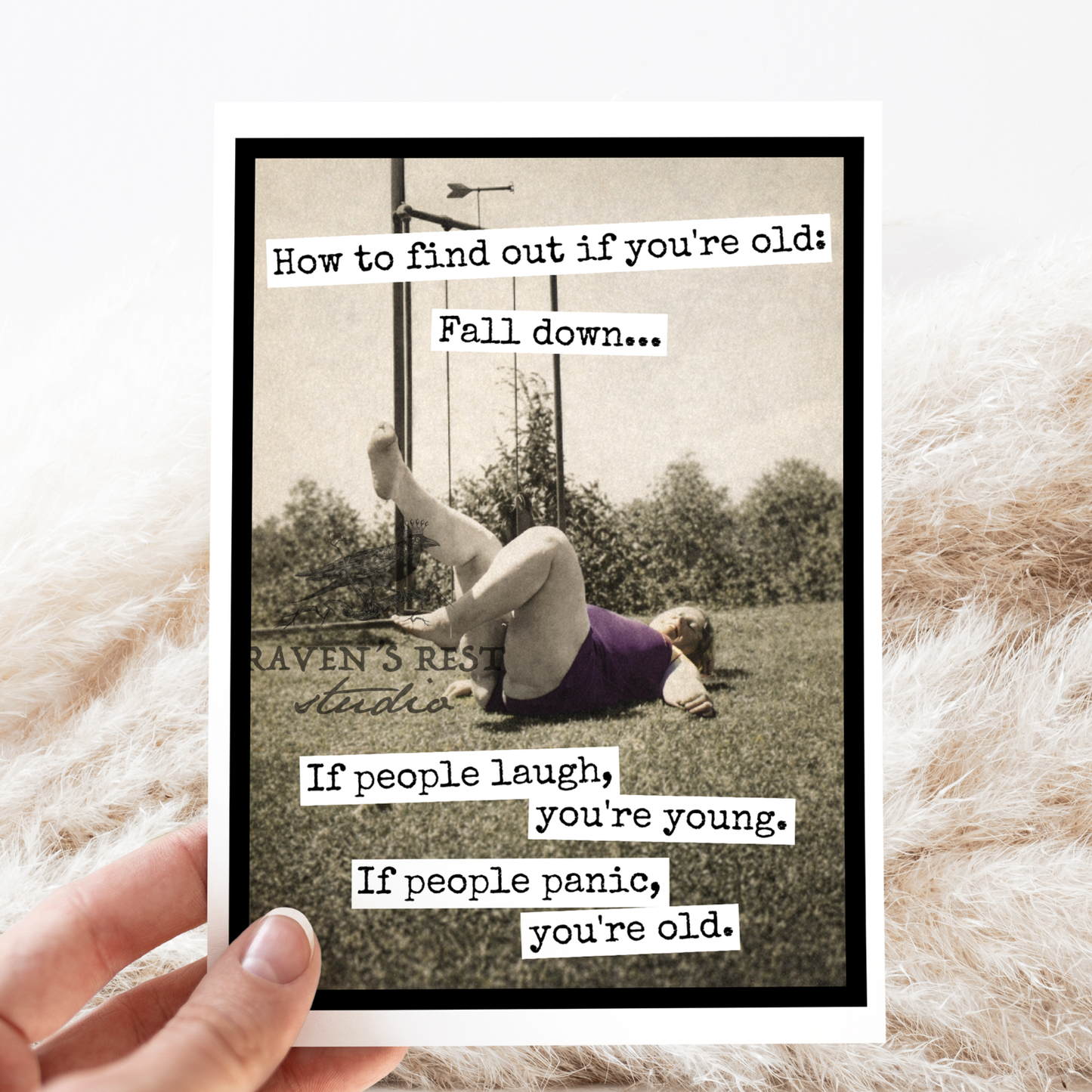 Raven's Rest Studio - Birthday Card. How To Find Out If You're Old... Vintage