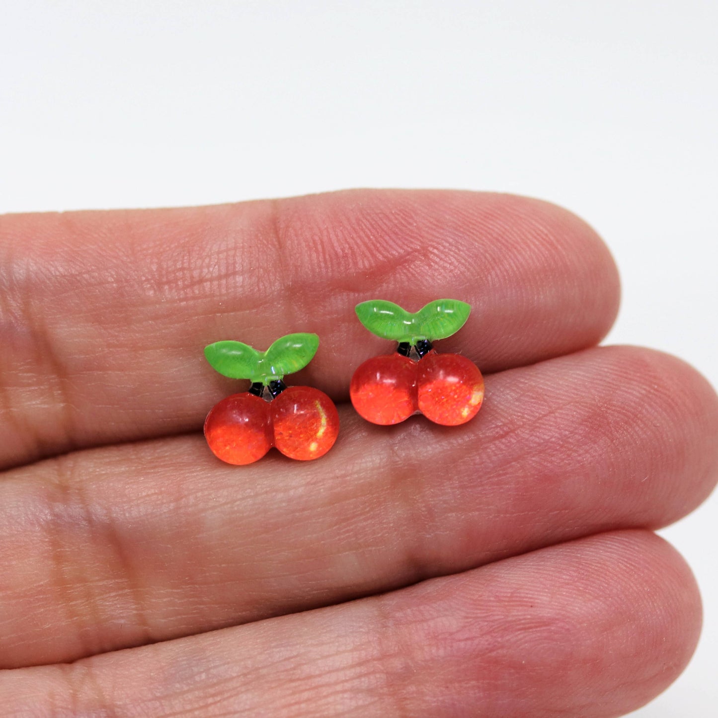 Pretty Smart - Cherry Stud Earrings, 10mm: Invisible Clip On