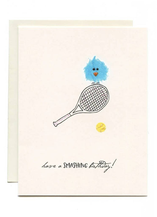 FLAUNT HANDMADE CORRESPONDENCES - "Have a Smashing Birthday!" Bird on Tennis Racket