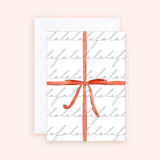 Almeida Illustrations - Mini Card - Red Bow Falala Christmas Enclosure Card
