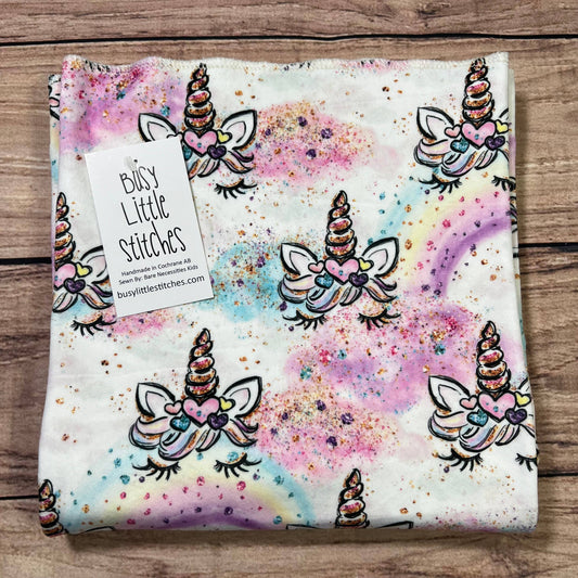 Busy Little Stitches - Unicorn Rainbows Toddler Blanket