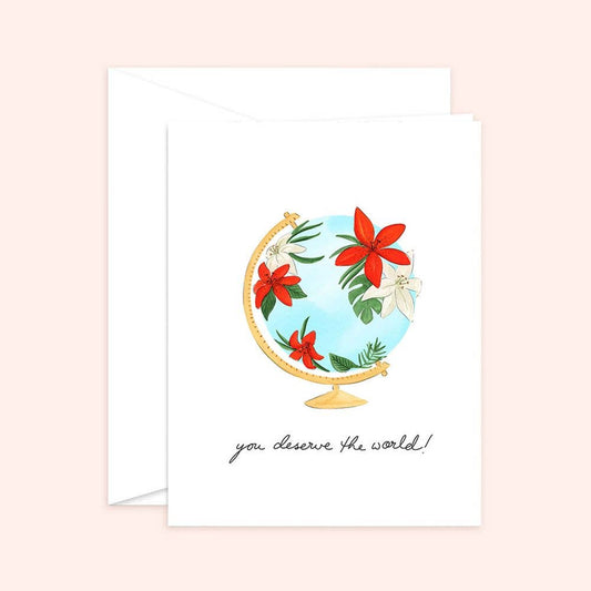 Almeida Illustrations - You Deserve the World Encouragement Card: White