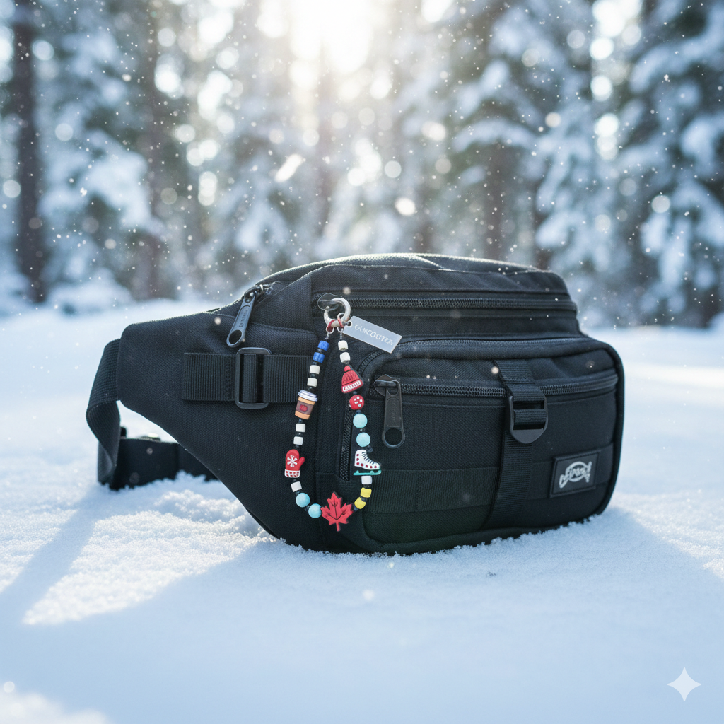 Northern Icons Canada - Cozy Canada Break Bag Charm – Winter Icons Beaded Keychain for Totes & Travel Bags