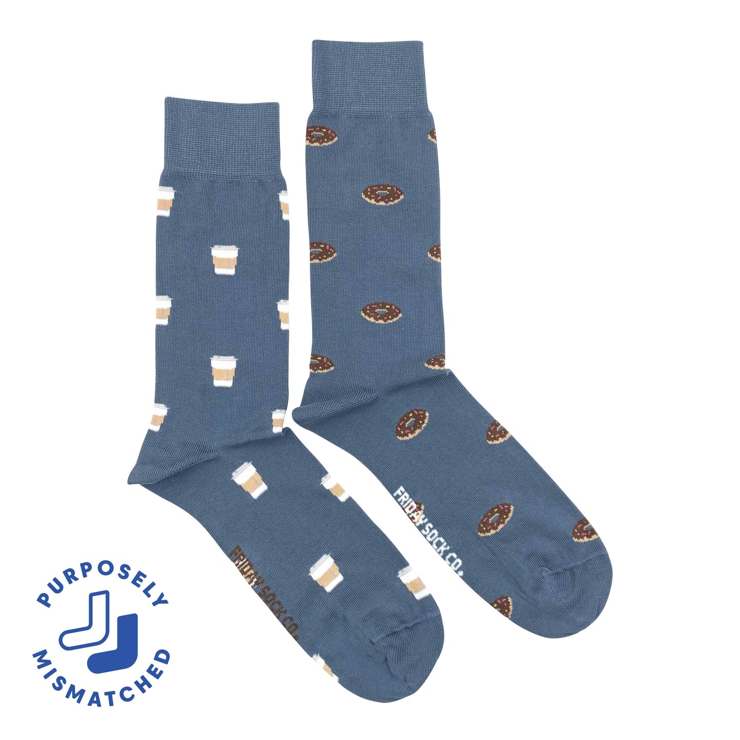 Friday Sock Co. - Men's Coffee & Donut Mid-Calf Socks - Fun Gift for Him: Men's 7 - 12