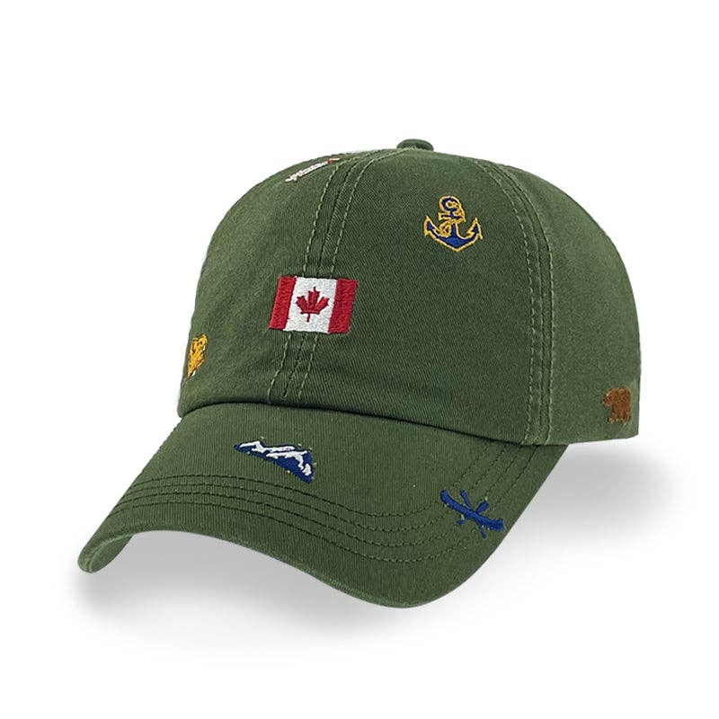 Northern Icons Canada - Canada Icons All-Over Embroidery Cotton Cap: Pine